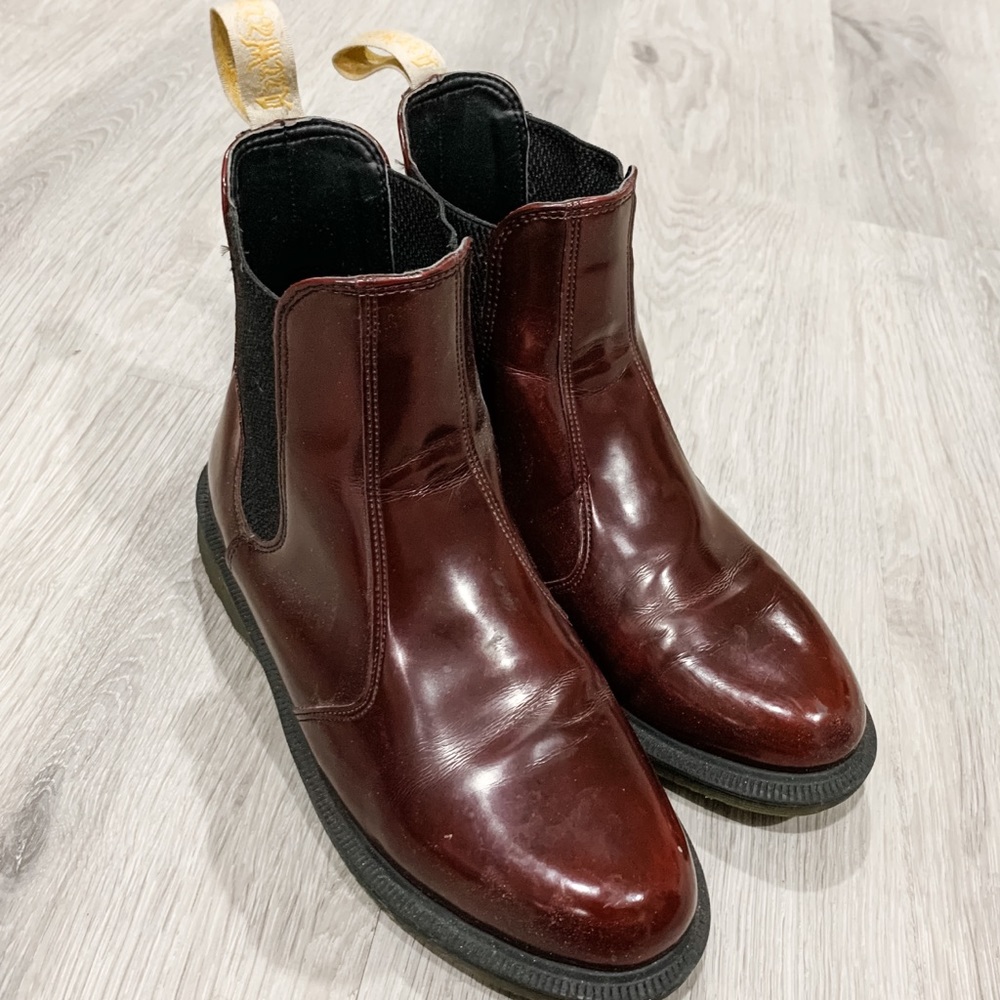Vegan Leather Dr Martens Cherry Red Flora Boots